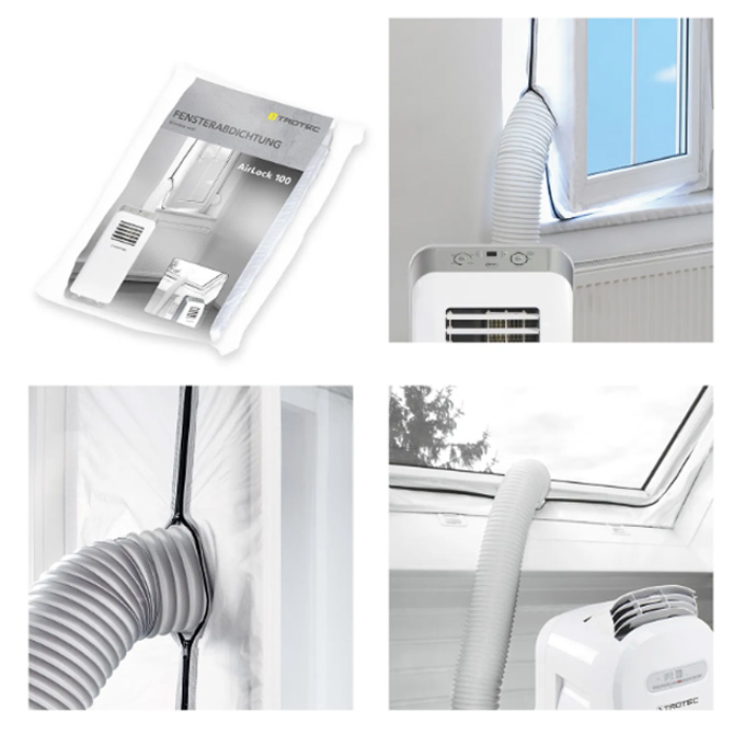 Fensterabdichtung für mobile Klimageräte mit Abluftschlauch Airlock 100