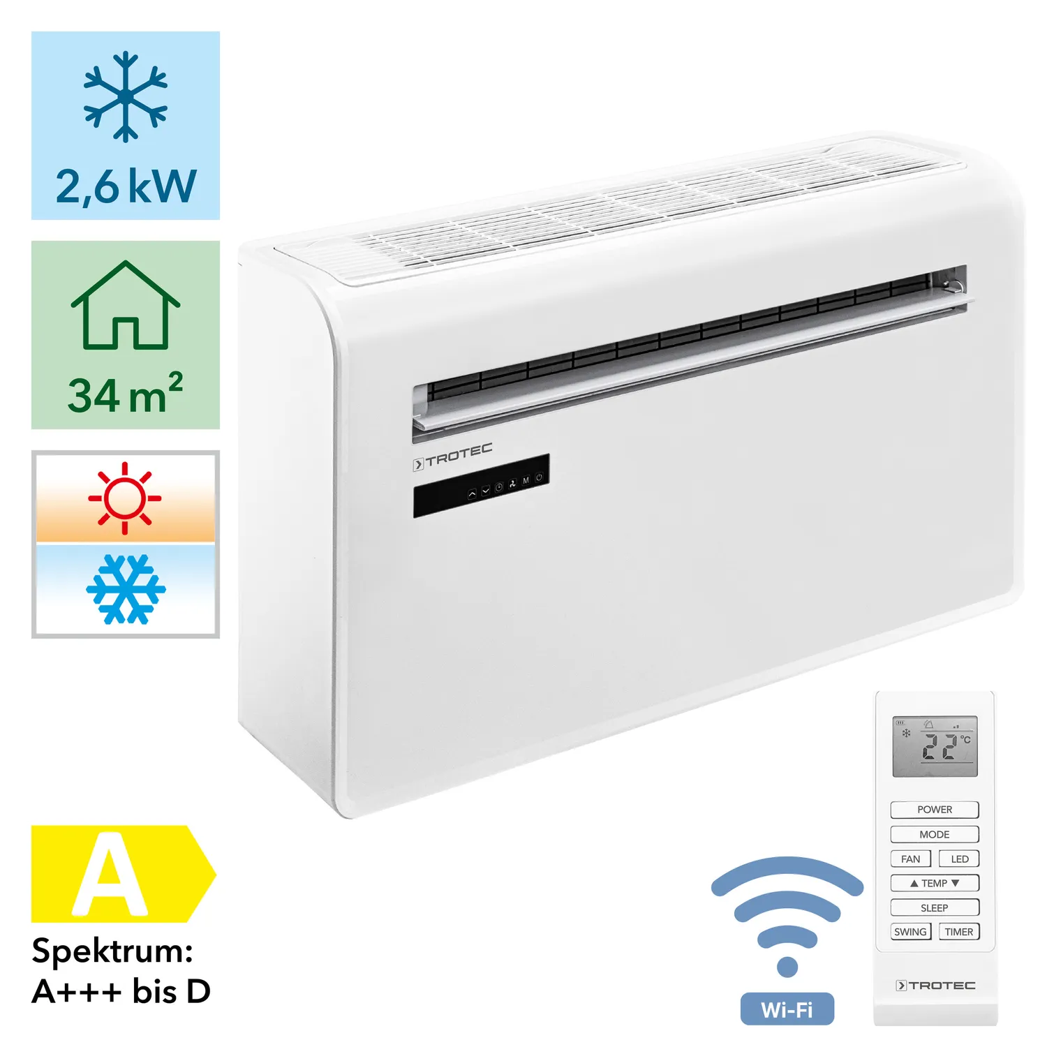 Wandklimaanlage PAC-W 2650 SH mit Heizfunktion